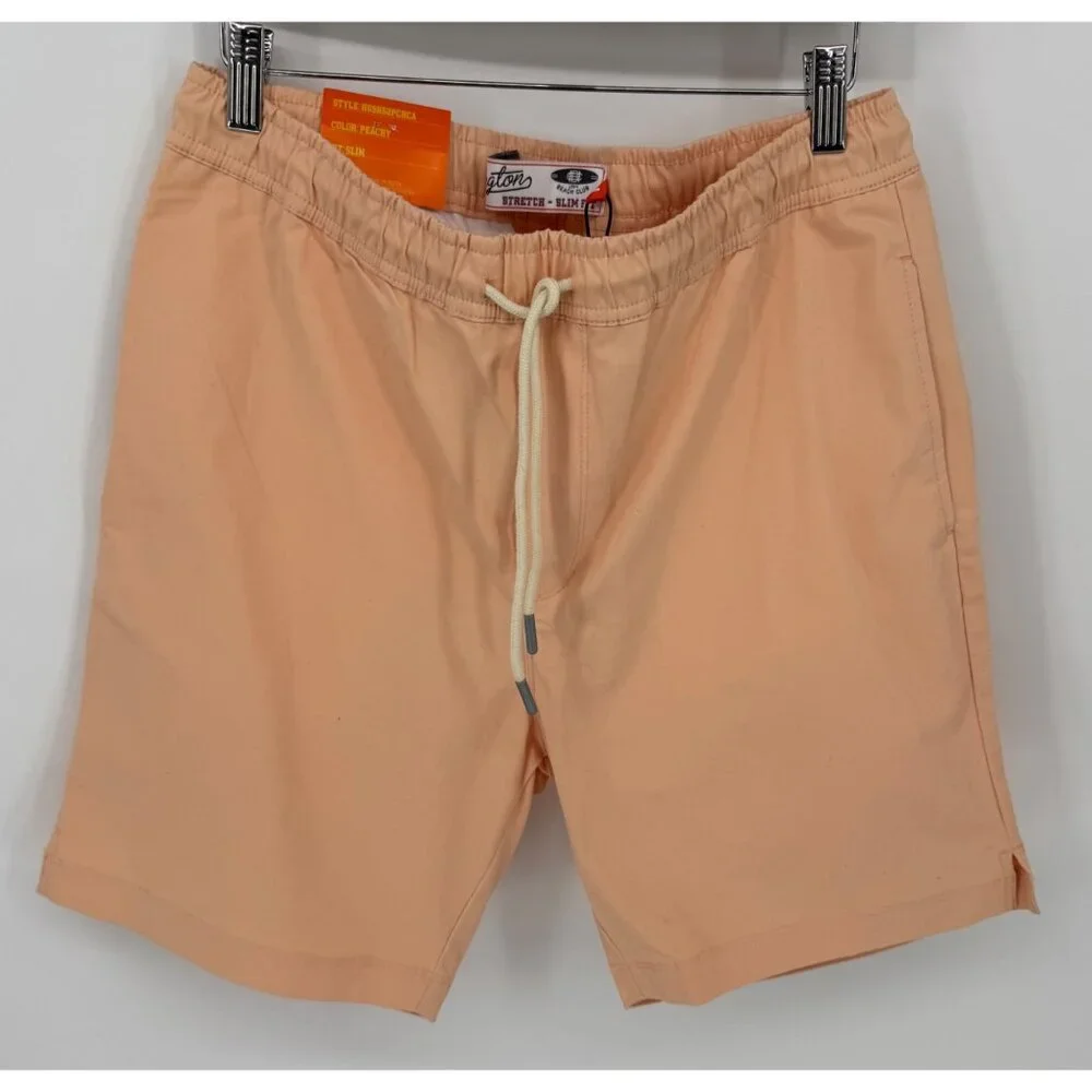 Huntington Mens Lightweight Peach Stretch Slim Fit Casual Shorts NWT